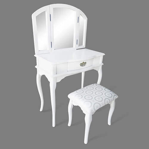 Luxo Lucretia Mirrored Dressing Table and Stool Set - White