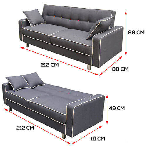 Luxo Kingsley 4 Seater Sofa Bed - Grey