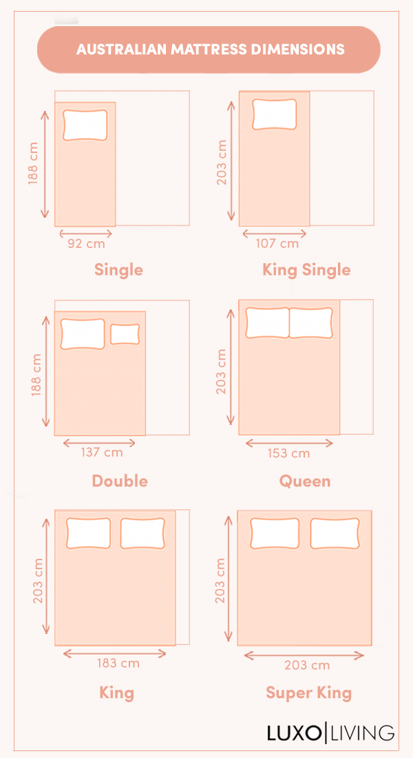 Bed Size Guide Australian Standard Dimensions - Luxo Living