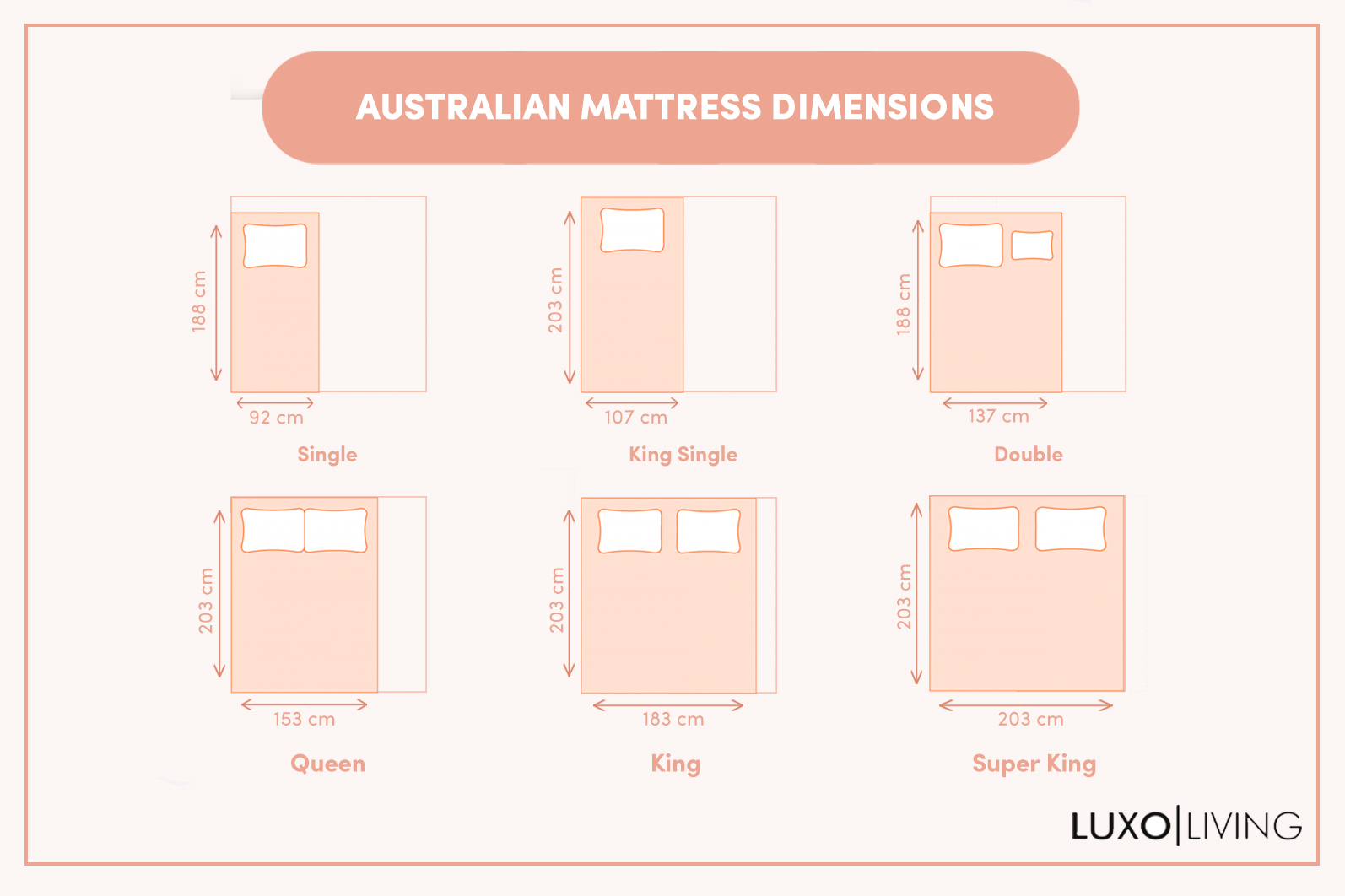 Bed Size Guide Australian Standard, How Long Is A Queen Size Bed In Inches