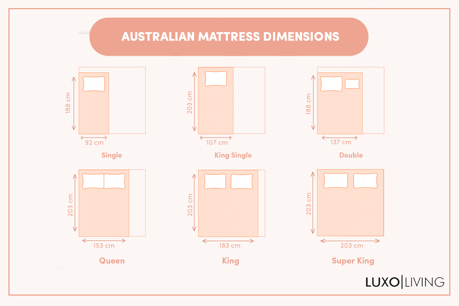 Bed Size Guide Australian Standard Dimensions Luxo Living