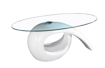 Xander High Gloss Glass Top Coffee Table - White